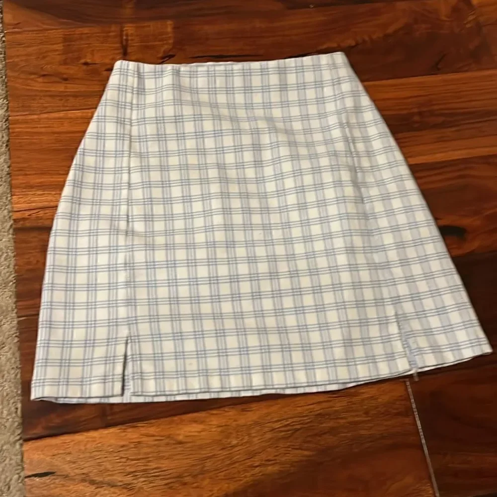 Brandy Melville Blue Plaid Check Cara Skirt